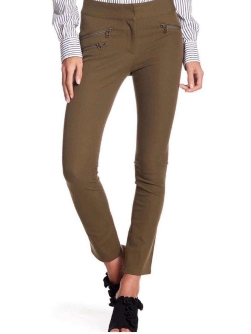 Veronica Beard Adelaide Army Green Zip Pants Size 8